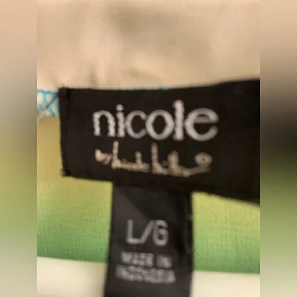 Nicole Miller Teal and Lime Tunic Top - Picture 2 of 6